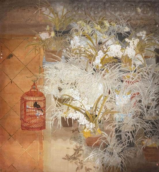 《秋庭野蕙晒悠游》、邓海林、2024年、中国画、236×226cm